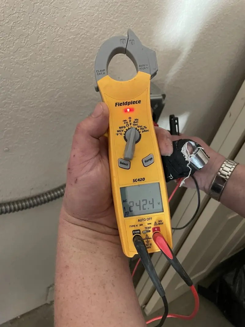Voltage testing with clamp meter during Hot Tub / Pool Electrical Wiring in Burkburnett